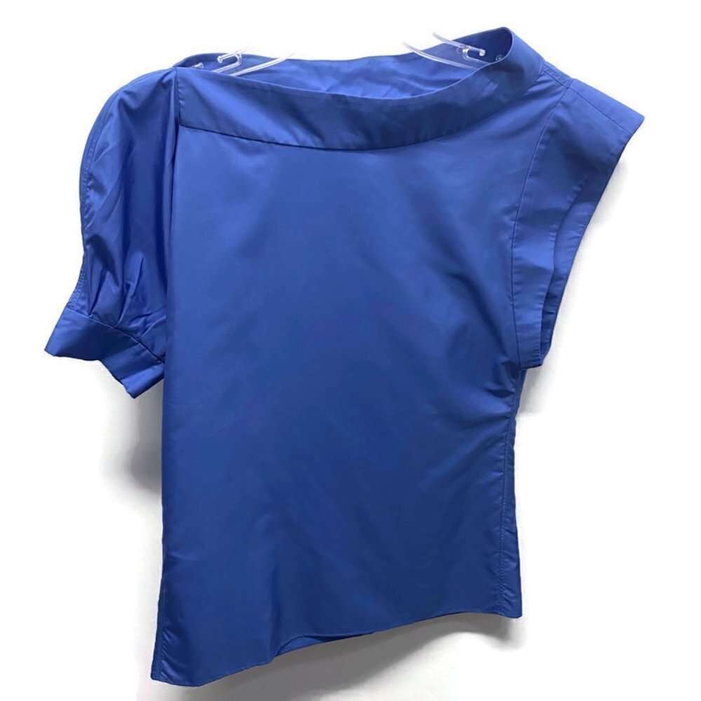 YSL Periwinkle Blue Silk Asymmetrical Blouse